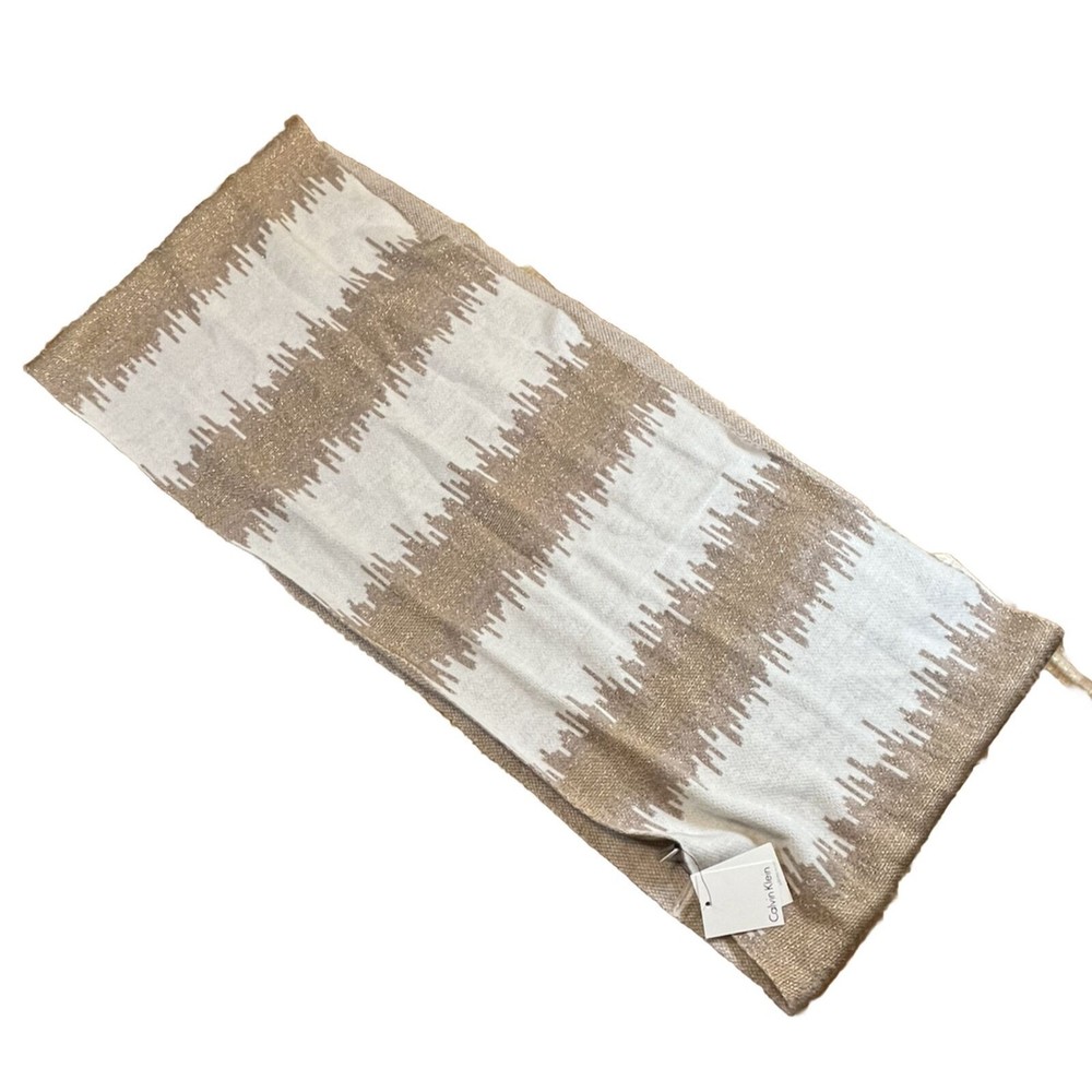 Calvin Klein Faux Fur Infinity Scarf Heather Almond One Size New MSRP $58